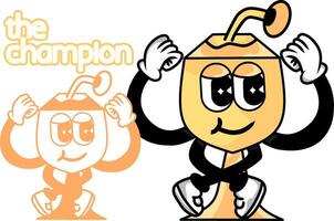 2icon concept of golden cup groovy character vector
