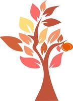 A simple picture of a tree in autumn but you can see small apples behind the aging leaves vector