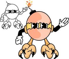 cute groovy icon of a poultry egg about to hatch vector