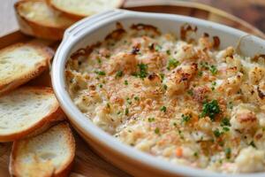 Delicious Macaroni and Cheese With Bread Slices photo
