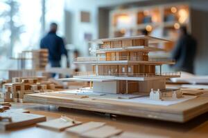 Architectural Model of a Building on a Table photo