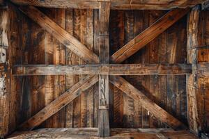 Close Up of Rustic Wooden Beams Structure photo