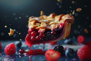 Homemade Berry Pie With Blueberries and Berries photo