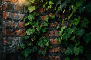 Brick Wall With Ivy Growth photo