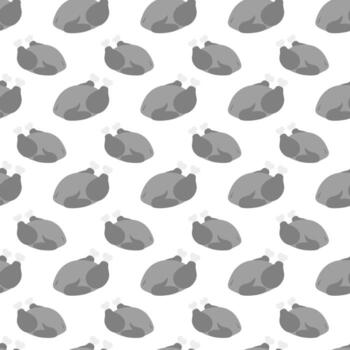 Roast Turkey Seamless Pattern in grayscale. Abstract Background texture, wrapping or wallpaper idea vector