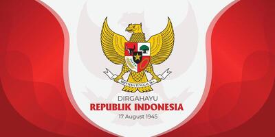 Gradient indonesian independence day illustration with garuda vector