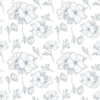 flower line seamless pattern on white background vector
