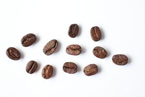 Bean isolated on white, brown roasted coffee beans on white photo