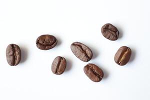 Bean isolated on white, brown roasted coffee beans on white photo