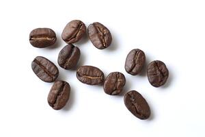 Bean isolated on white, brown roasted coffee beans on white photo