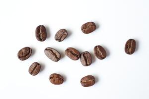Bean isolated on white, brown roasted coffee beans on white photo