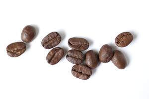 Bean isolated on white, brown roasted coffee beans on white photo