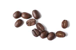 Bean isolated on white, brown roasted coffee beans on white photo