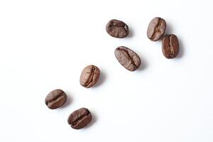 Bean isolated on white, brown roasted coffee beans on white photo