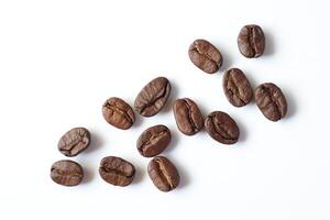 Bean isolated on white, brown roasted coffee beans on white photo