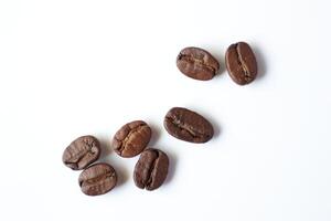 Bean isolated on white, brown roasted coffee beans on white photo