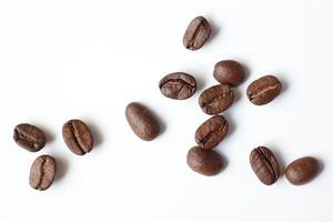 Bean isolated on white, brown roasted coffee beans on white photo