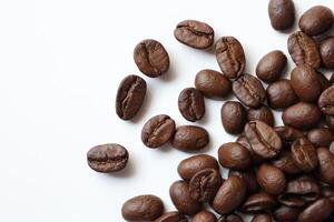 Bean isolated on white, brown roasted coffee beans on white photo