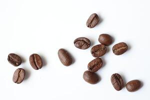 Bean isolated on white, brown roasted coffee beans on white photo