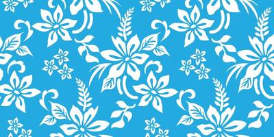 Hand drawn flowers seamless pattern. With a blue background. Summer fabric design vector