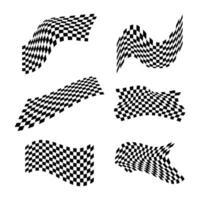 Collection of checkered racing flags of different shapes vector