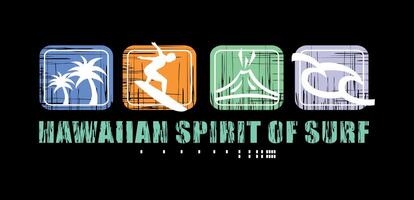 Colorful illustration of graphic elements related to surfing. Art for print on t-shirts, posters and etc ... vector