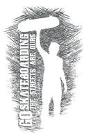 Illustration of skateboarder silhouette with scribbled background. vector