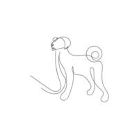 dog one line art, dog continuous line art, dog minimal line art design vector