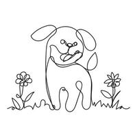 dog one line art, dog continuous line art, dog minimal line art design vector
