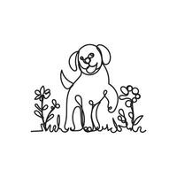dog one line art, dog continuous line art, dog minimal line art design vector