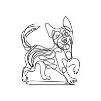 dog one line art, dog continuous line art, dog minimal line art design vector