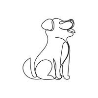 dog one line art, dog continuous line art, dog minimal line art design vector