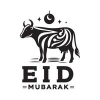 cow with Eid Mubarak silhouette design vector