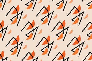 Geometric seamless pattern with orange and white color Simple graphics. vector