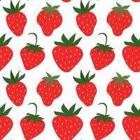 Seamless pattern with hand drawn red strawberries. vector