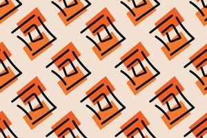 Geometric seamless pattern with orange and white color Simple graphics. vector