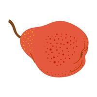 Ripe juicy red pear cartoon illustration. Hand drawn Modern flat style fresh red pear, fruits, healthy eating. Isolated on transparent background illustration vector