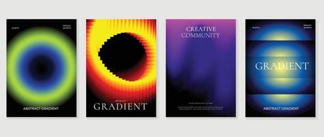 Abstract gradient poster background set. Minimalist style cover template with vibrant perspective 3d geometric prism shapes collection. Ideal design for social media, cover, banner, flyer. vector