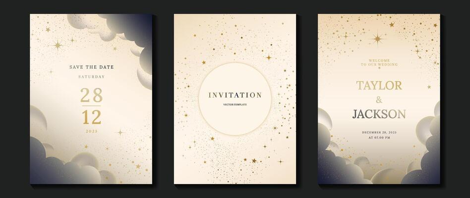 Elegant invitation card design . Luxury wedding card with firework, glitter spot texture on light background. Design illustration for cover, poster, wallpaper, gala, VIP, happy new year.