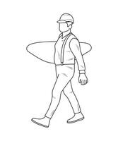 Workman carries a load, sketch silhouette of a man vector