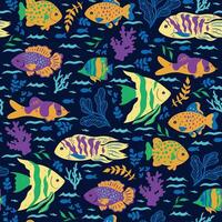 Seamless pattern with oceanic fish. graphics. vector
