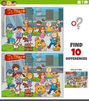 differences activity with cartoon children characters in the city vector