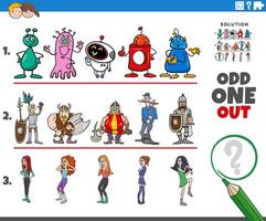 odd one out activity game with cartoon characters vector