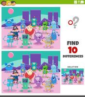 differences activity with cartoon fantasy characters group vector