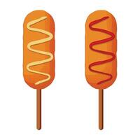 Corndog With Sauce And Mustard vector