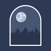Full moon in night sky with stars illustration vector