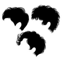 Bundle side view pixie hair for graphic resources vector