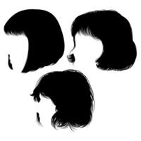 Bundle side view bob hair for graphic resources vector