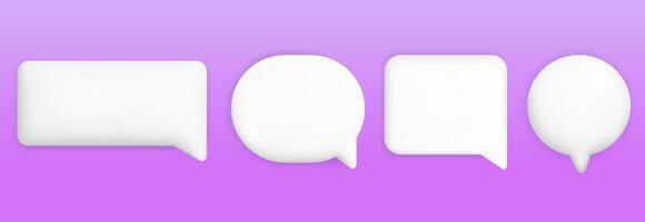 Speech Bubble of different shapes set icon for apps and websites. Talk bubble white with shadows. Cloud speech bubbles collection isolated illustration.Empty text shape for comment,dialogue app vector