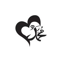 Calligraphy symbols of Allah and Muhammad design illustration vector